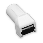 Mini-Steckleitrolle mit Leitrolle und Bürseneinsatz, bis 15 mm Gurt, weiß