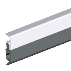 Ellen Gummidichtung ELRO XL mit Aluminiumprofil blank, für Spalten bis 13 mm, Weich-PVC-Lippe, mit Bohrungen, 230 cm Länge | Abdichtungsschiene