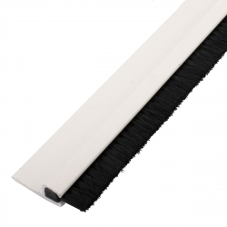 enobi Streifenbürste 8033 - gerade - mit Alu-Profil weiß lackiert und 10 mm Bürstenhöhe, Besatz PA6 schwarz glatt, auf Maß