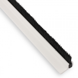 enobi Streifenbürste 7032 - 90 Winkel - mit Alu-Profil weiß lackiert und 15 mm Bürstenhöhe, Besatz PA6 schwarz glatt, auf Maß
