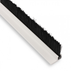 enobi Streifenbürste 7032 - 90 Winkel - mit Alu-Profil weiß lackiert und 20 mm Bürstenhöhe, Besatz PA6 schwarz glatt, auf Maß