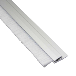 Mink Bürsten Streifenbürste STL2001 20 mm transparent / weiß , mit Alu-Profil eloxiert, 100 cm Länge, Bürstendichtung, Türbürste