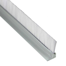 Mink Bürsten Winkel-Streifenbürste mit Langlöchern STL2010 90  transparent / weiß 50mm mit Alu-Profil, 100cm Länge, Bürstendichtung, Türbürste